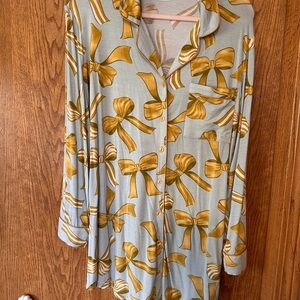 Women's Gold Bow Print Sleep Dress